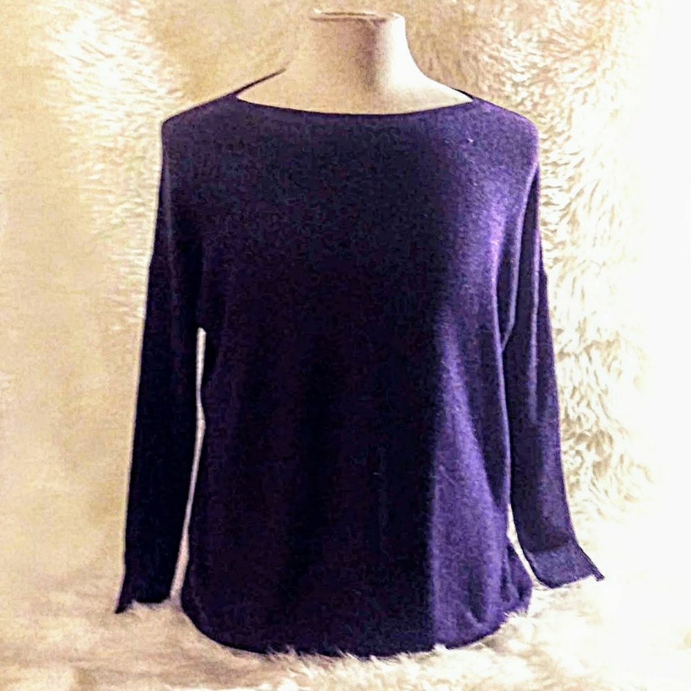 🎀Eileen Fisher Deep Purple Tweed Sweater EUC